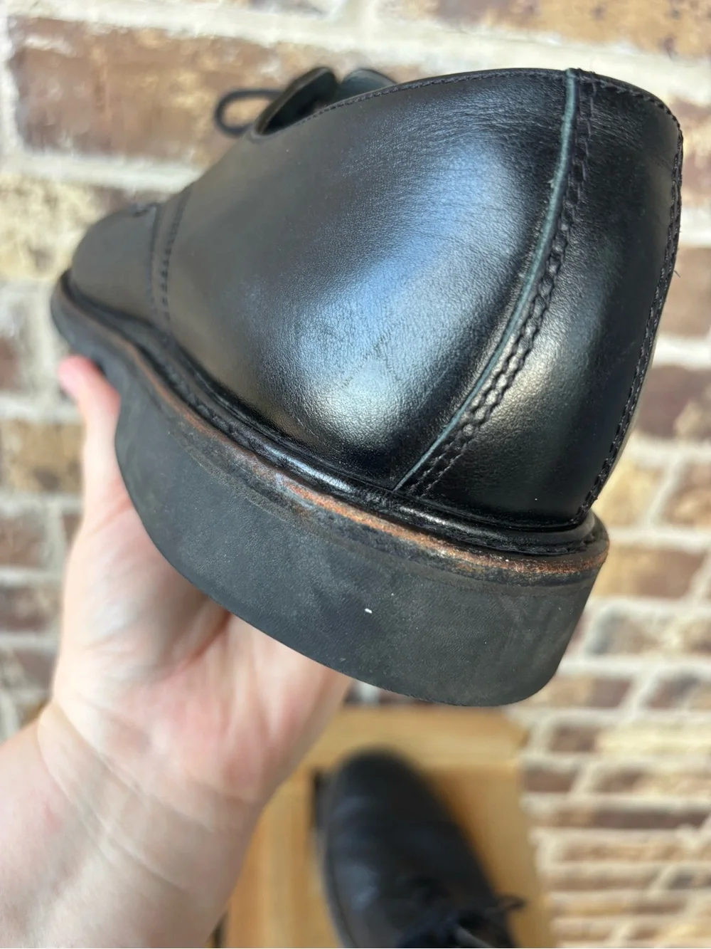 Mephisto Men’s Black Leather Cap Toe Lace-Up Dress Shoes Size 12